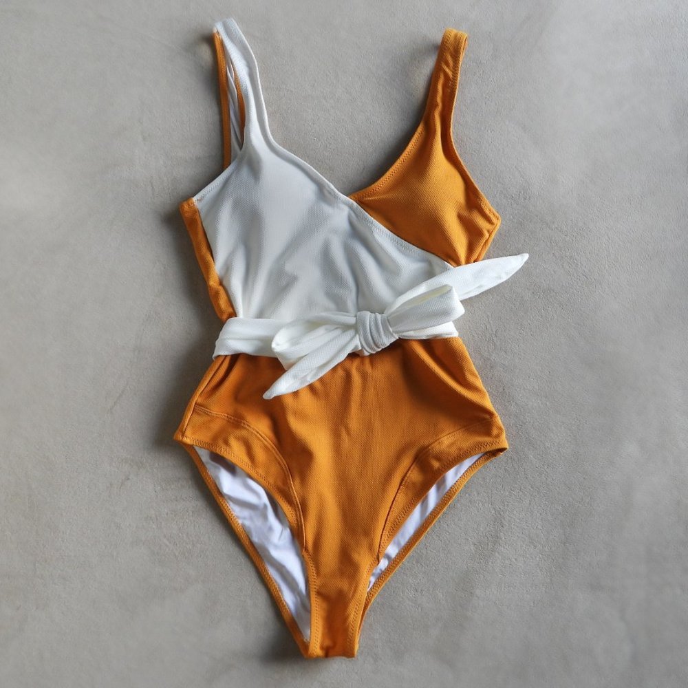 Cupshe Yellow and White One Piece Swimsuit